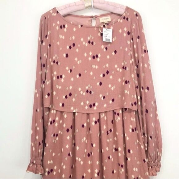 Orange Creek LA Gliks Mauve Pink Modest Diamond Print Long Sleeve Dress NEW - Picture 2 of 16